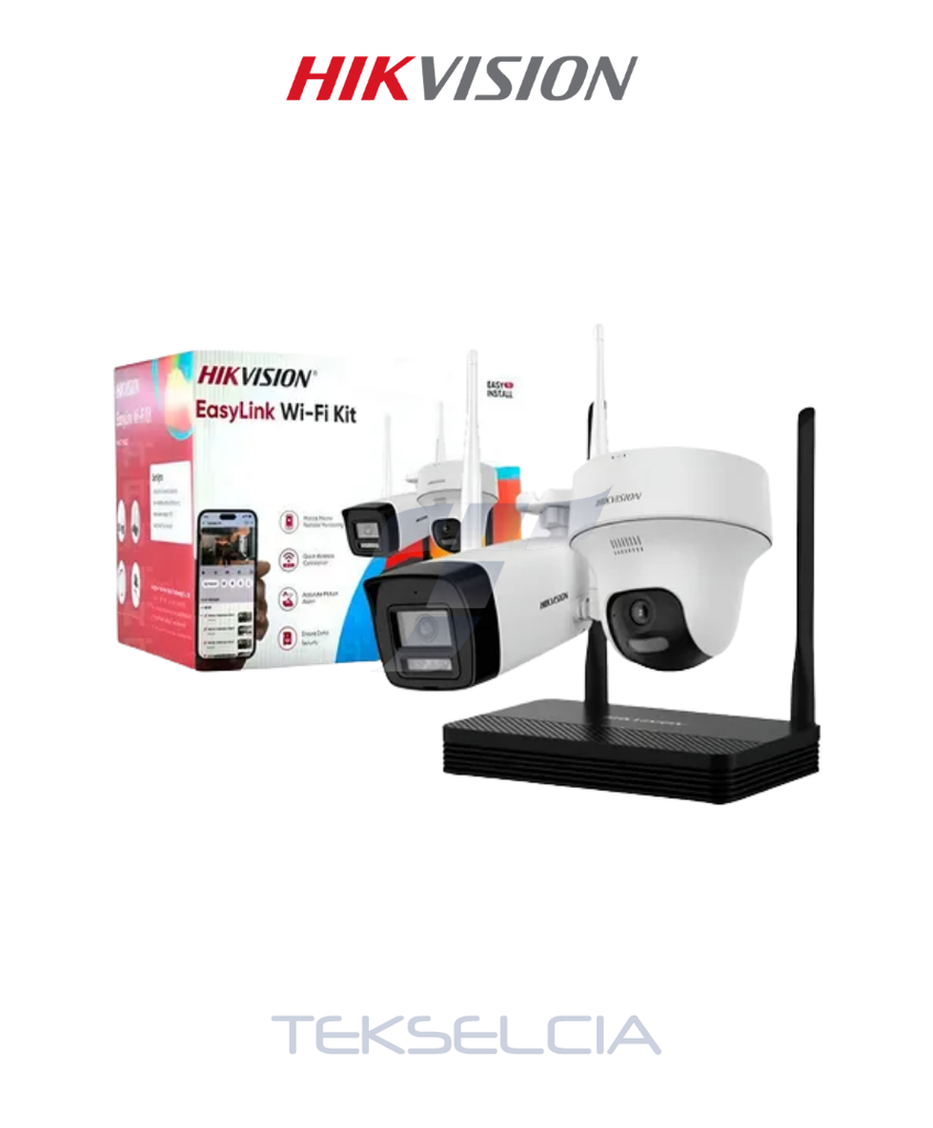 Kit IP Hikvision DS-NKS424W02H Inalámbrico Grabador y 2 Camaras IP WiFi 4MPX