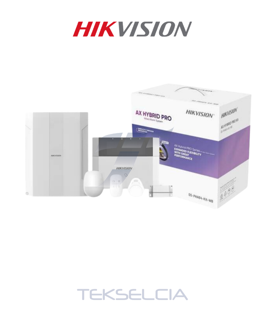 Kit de Alarma Hibrida Hikvision DS-PHA64-KIT-WB de 8 Zonas Expansible A 64
