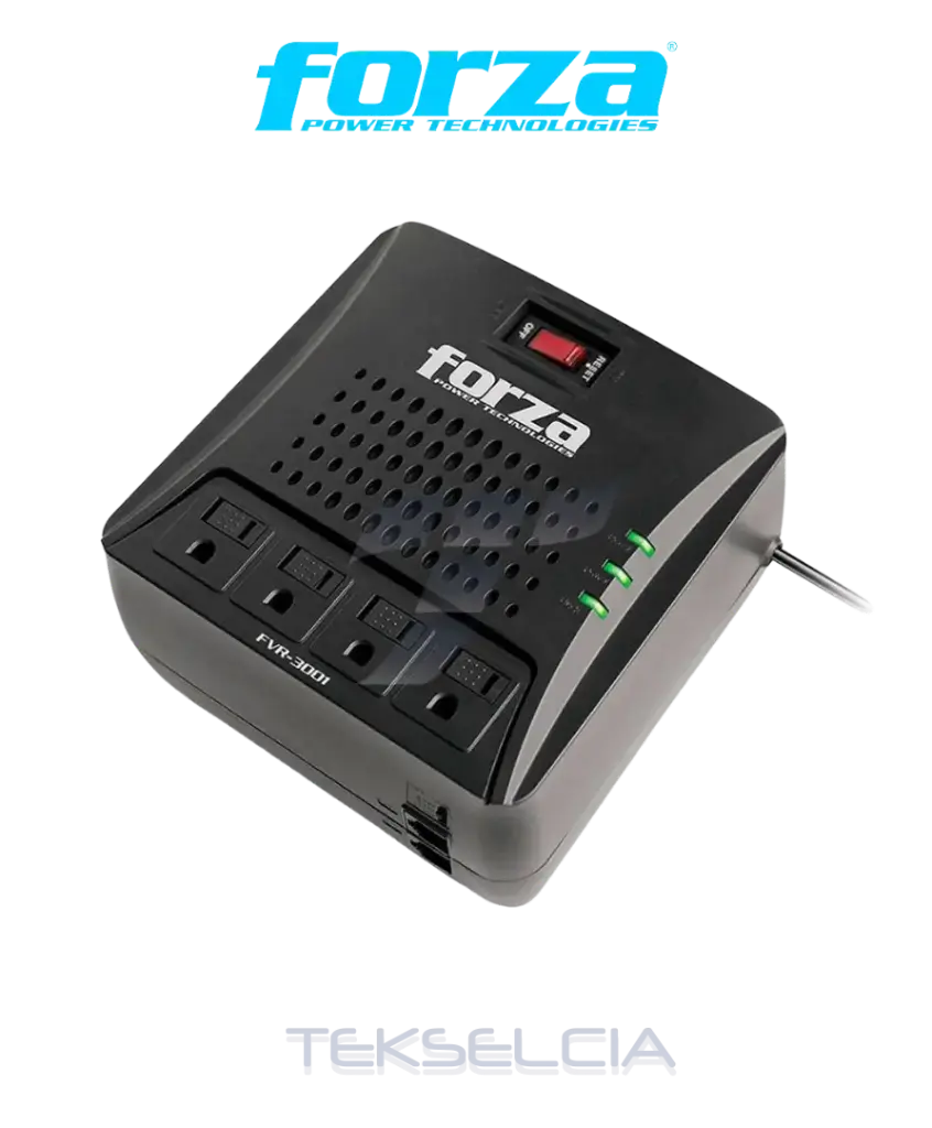 Regulador de voltaje Forza FVR-3001 3000VA/1500W, 4 slds, RJ45-120V