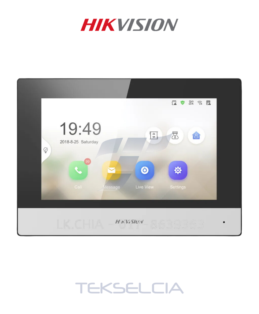 [DS-KH6350-WTE1] Pantalla Touch Hikvision DS-KH6350-WTE1 Para Video Porteros de Edificios TCP/IP 2 CH Alarma