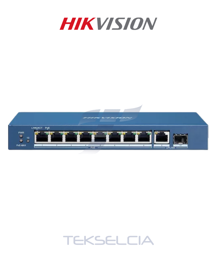 [DS-3E0510P-E/M] Switch PoE 8Ch Hikvision DS-3E0510P-E/M Gigabit de entrada No Administrable.