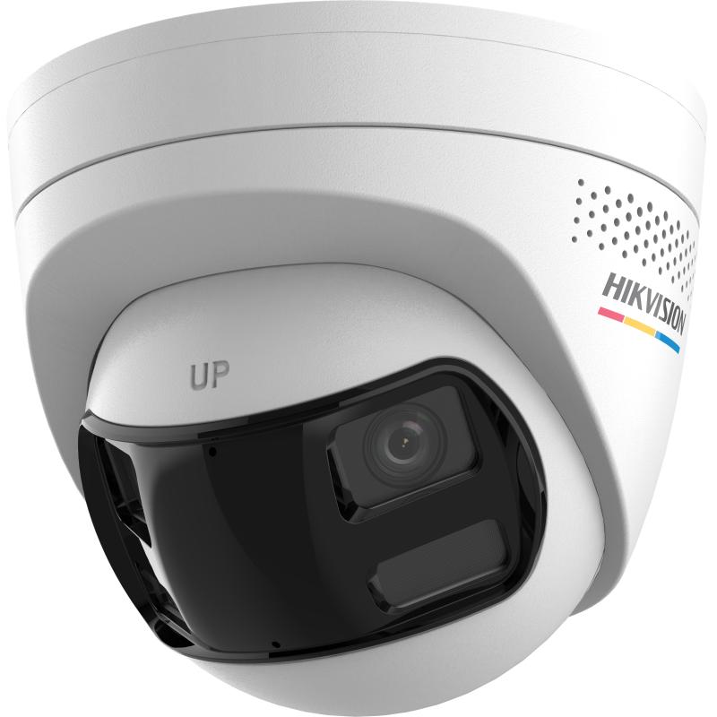 Camara IP Turret Luz Hibrida Colorvu 3K Panoramica180° Lente Dual