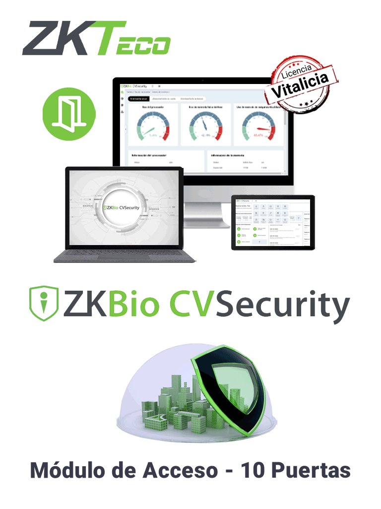 LICENCIA ZKTECO BIOCVSECURITY CONTROL DE ACCESO 10P