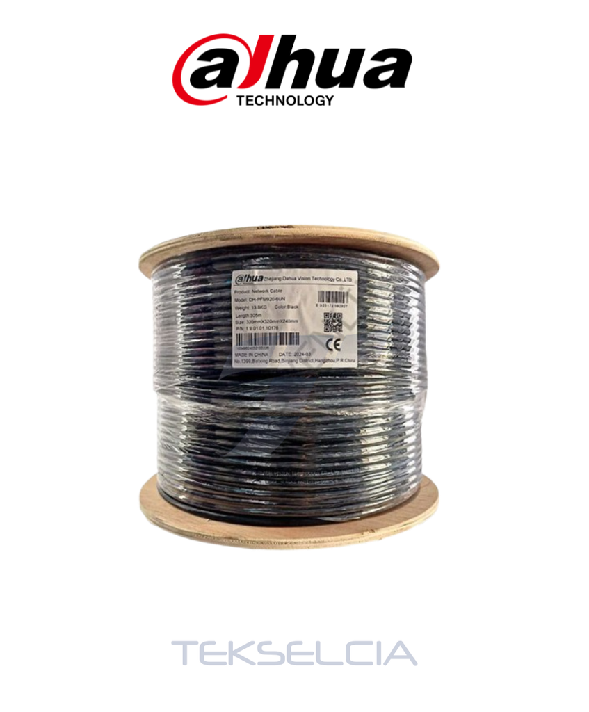 [DH-PFM920-6UN] Cable UTP Dahua Exterior Cat 6 100% Cobre - Negro