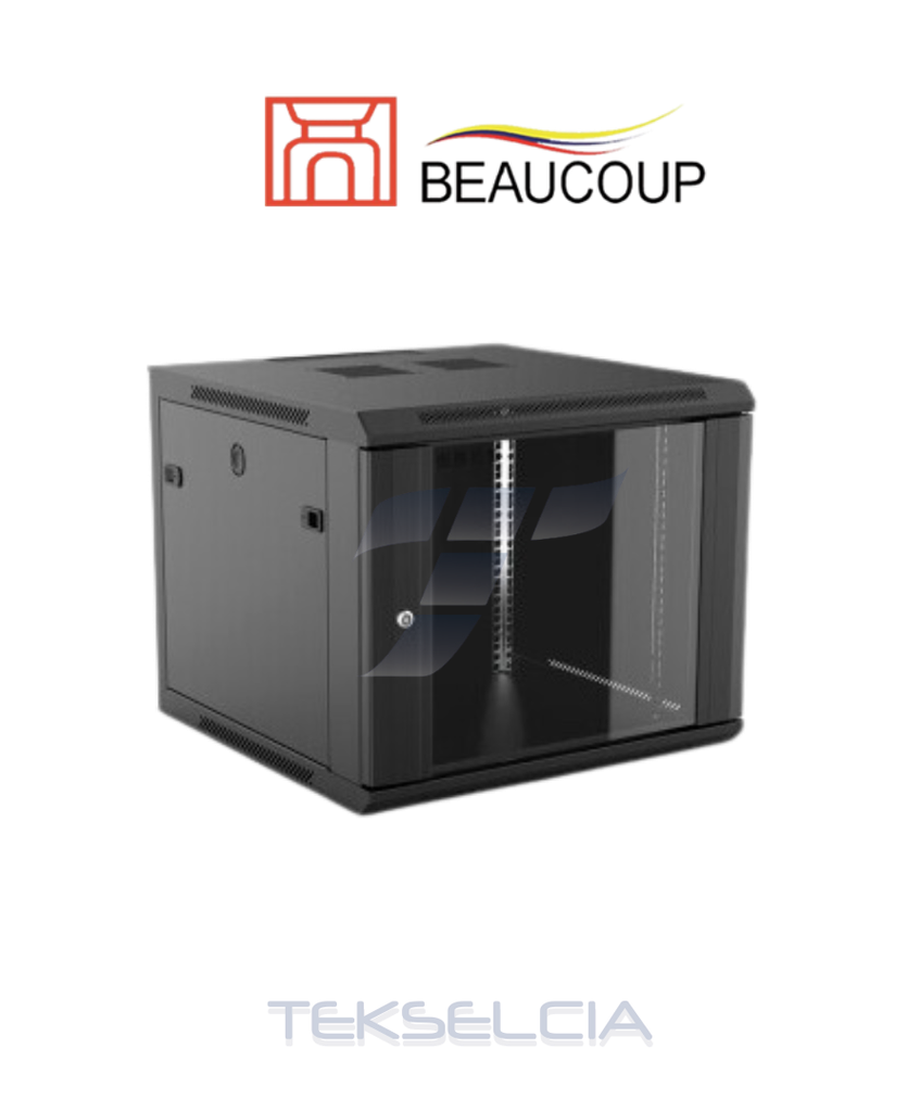 [BE-06-I1070] Gabinete Pared 6UR Puerta de vidrio+ventilador