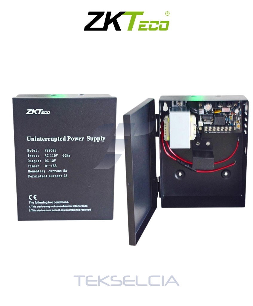 [ZK-PS902B] Fuente para Control de Acceso  Zkteco ZK-PS902B 12Vdc 2A Continuos o 5A Momentáneos