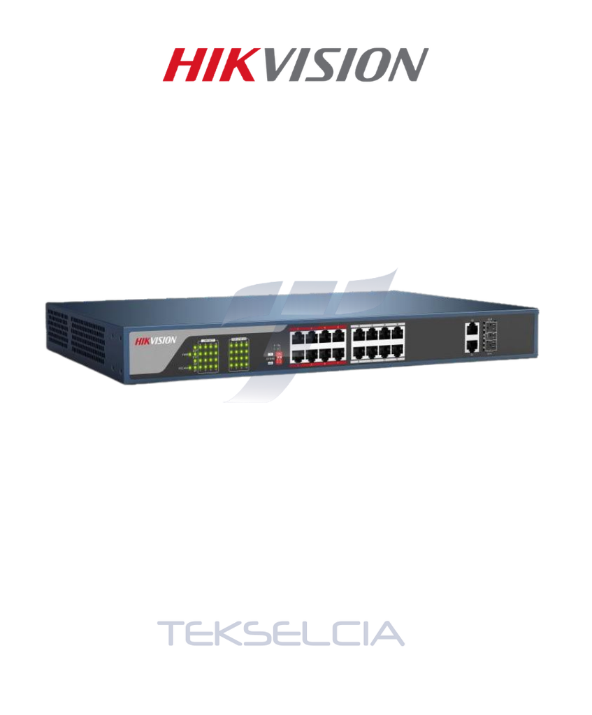 [DS-3E0518P-E] Switch Poe Hikvision DS-3E0518P-E 16 CH 10/100/1000MB + 1  Fibra Gigabite 230W