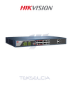 Switch Poe Hikvision DS-3E0518P-E 16 CH 10/100/1000MB + 1  Fibra Gigabite 230W