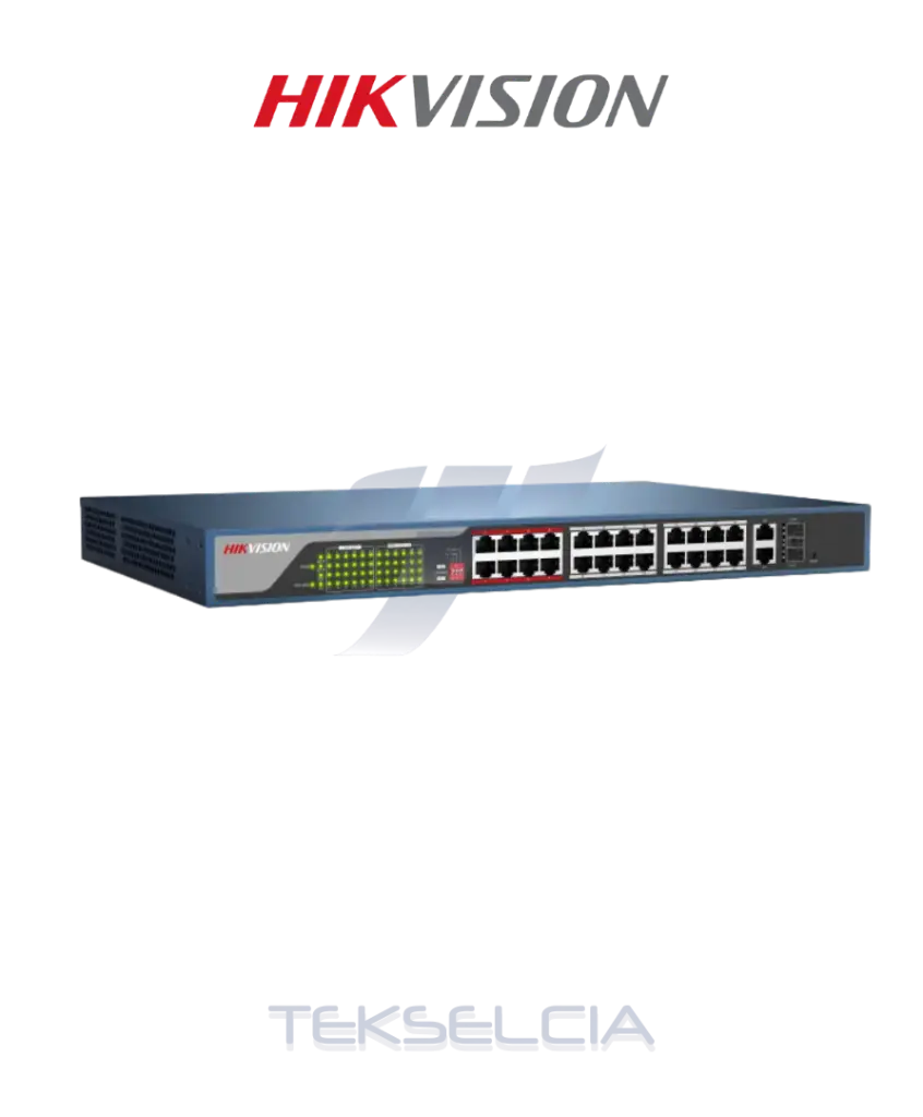 [DS-3E1326P-EI] Switch POE 24 CH 10/100MB + 2 10/100/1000MB + 2 Fibra Gigabite 370W Administrable 