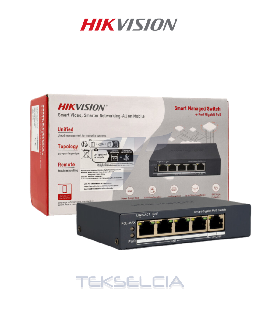 Switch Poe 4 CH 10/100/1000MB + 1 10/100MB 45W