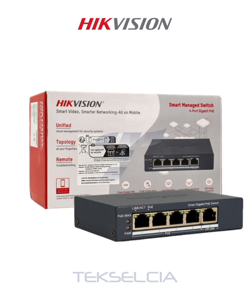Switch Poe Hikvision DS-3E1505P-EI/M 4 CH