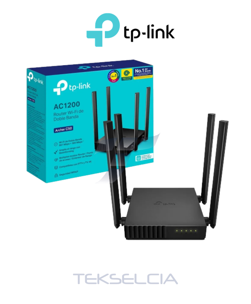 [TP-ARCHER-C50] Router Doble Banda Tp-link TP-ARCHER-C50 2.4/5GHZ 4 Antenas