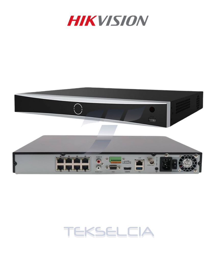 [DS-7608NXI-K2/8P] Grabador Hikvision DS-7608NXI-K2/8P NVR 8Ch/8PoE 80Mbps 2Hdd Acusense