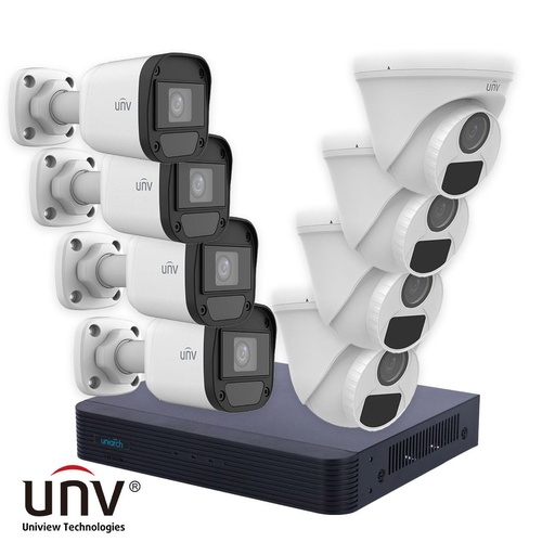 [UNV-K8CAM2MP] Kit UNV 8 Color Hunter 2MP + Audio 
