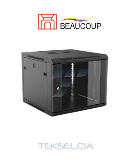 [BE-06-I1070] Gabinete Pared 6UR Puerta de vidrio+ventilador