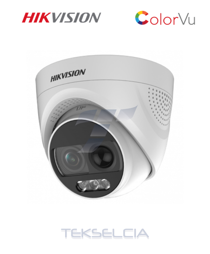 [DS-2CE72DF3T-PIRXOS] Camara Domo 2MP ColorVu + Audio + Luz Estrobo 20M