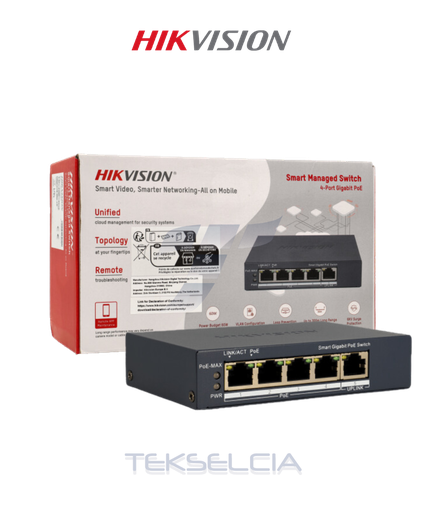 [DS-3E1505P-EI/M] Switch Poe 4 CH 10/100/1000MB + 1 10/100MB 45W
