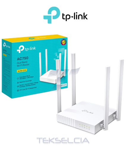 [AC750] Router 750Mbps Doble Banda 24/5GHZ 4 Ant. 4 Puertos