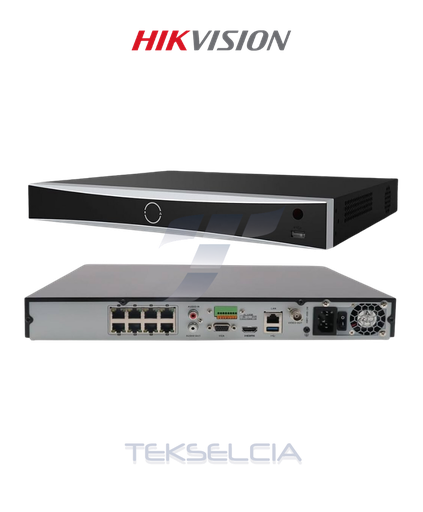 [DS-7608NXI-K2/8P] Grabador NVR 8Ch/8PoE 80Mbps 2Hdd Acusense