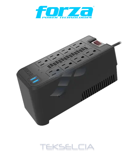 [FZ-FVR-1221USB] Regulador de Voltaje 8 Tomas + 2 USB 1200V/600W